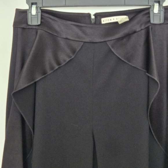 Alice +Olivia Satin Black Wide Leg Pants with Dramatic Ruffles Plus Corset Top - Picture 5 of 8